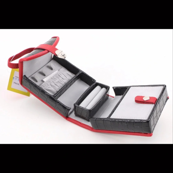 NWT Alten Black Croc Embossed Vinyl Travel Jewelry Case Boxes Set of 3 - Picture 3 of 14